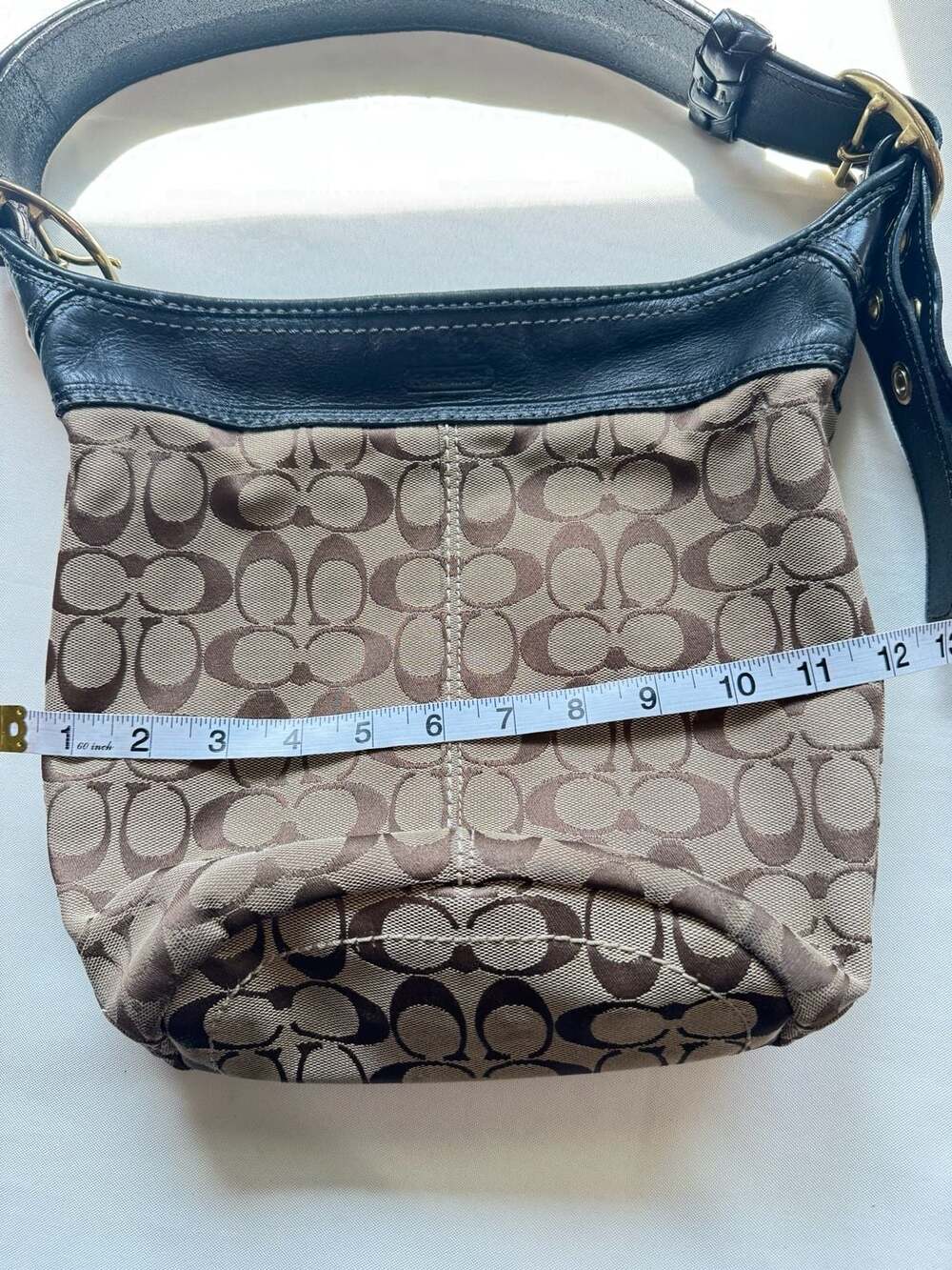 Vintage Coach Signature Soho Hobo Bag Y2K Jacquard Canvas Leather Shoulder Purse - Picture 11 of 13